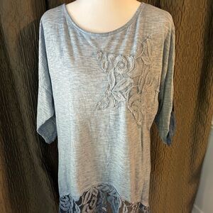 Chic Light Blue Women's Lace Top